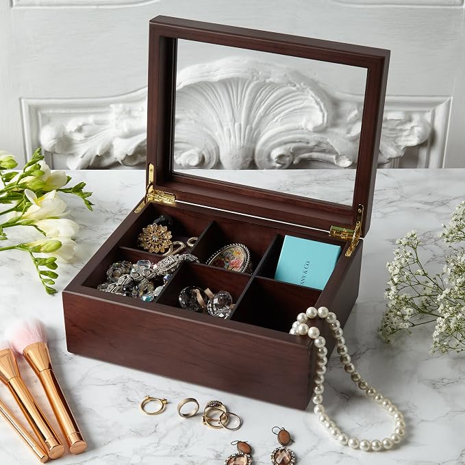 Tea Box - Luxury Wooden Tea Bag Organizer from The Apace Premier Collection - 6 Compartment Tea Storage Chest Container - Elegantly Handmade w/Scratch Resistant Window - Image 9