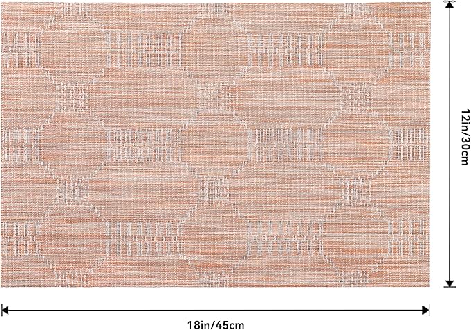 Leetaltree Coral Placemats Set of 4 - Heat Resistant Non-Slip Place mats for Dining Table, Washable Durable PVC Vinyl Woven Table Mats(Coral, 4) - Image 9
