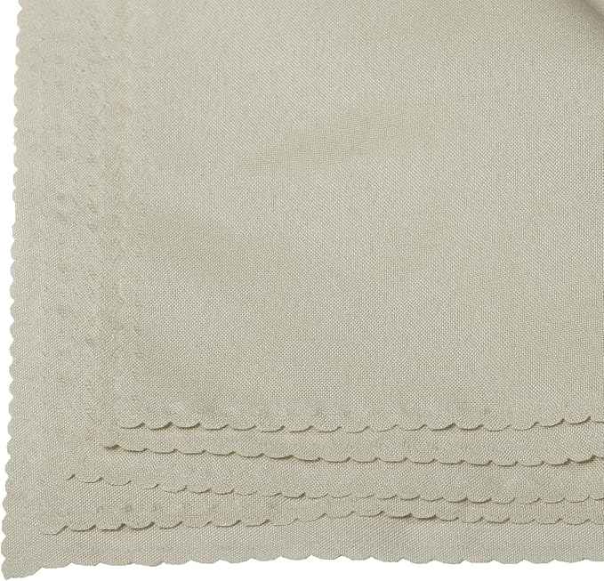 Pack of 100 Polyester Napkins 17 x 17 Inch Square with Scalloped Edge, Plain Washable Reusable Dining Table Cloth Napkin for Wedding Party Banquet Home Restaurant Bistro Decoration - Ivory - Image 5