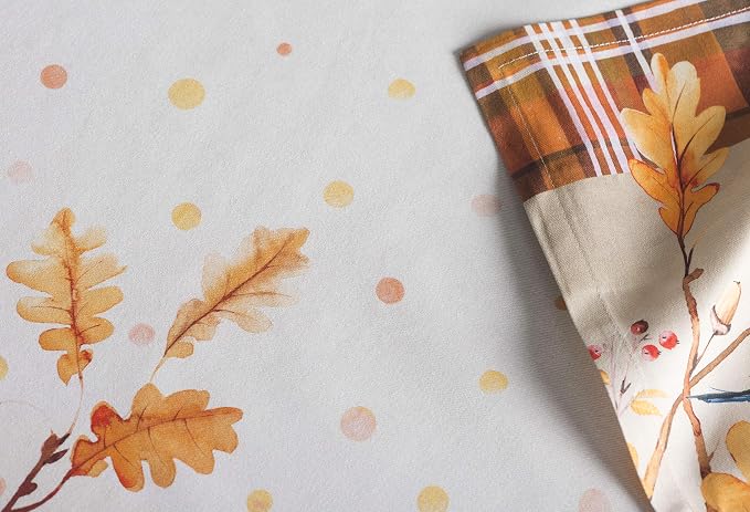 Maison d' Hermine Cloth Napkins Set of 4 Reusable 100% Cotton (20" x 20") | Everyday Square Napkins Cloth Washable Dinner Wedding Restaurant Hotel Kitchen Thanksgiving Christmas - Oak Leaves - Image 9