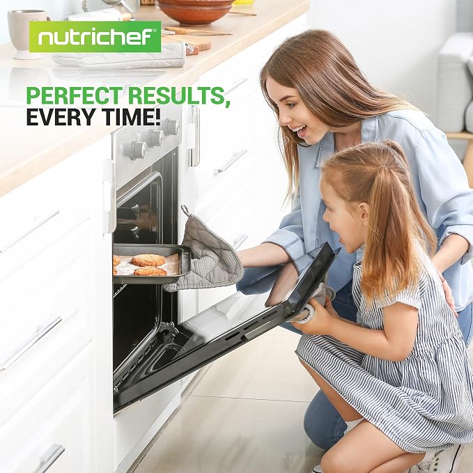 10-Piece Nonstick Bakeware Set - PFOA PFOS PTFE Free Food Grade Safe Carbon Steel Baking Tray Set - Oven Safe Up to 446°F, Pizza, Loaf, Muffin, Round/Square Pans, Cookie Sheet, Etc - NutriChef NCBS10S - Image 7
