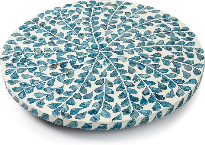 Lazy Susan for Countertop - Lazy Susan for Table, Mother of Pearl Turntable Organizer, Wood Round Spinning Tray Rotating for Kitchen, Cabinet, Counter Spice Pantry.12.5 Inch - Image 6