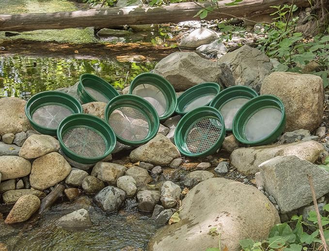 SE 9-Piece Patented 13.25-Inch Wide Stackable Sifting Pan Set for Gold Prospecting with Stainless Steel Mesh - GP2-9 SET - Image 7