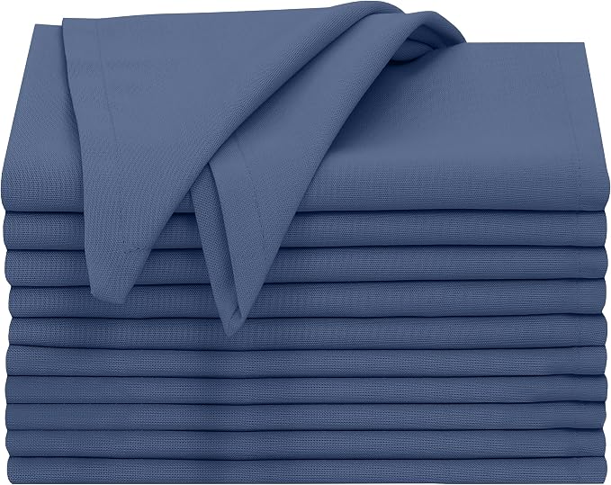 Ruvanti Cloth Napkins Set of 12, 18x18 Inches, 100% Cotton, Washable, Soft & Absorbent, Perfect for Wedding, Christmas, Thanksgiving Dinners - Bijou Blue - Image 9