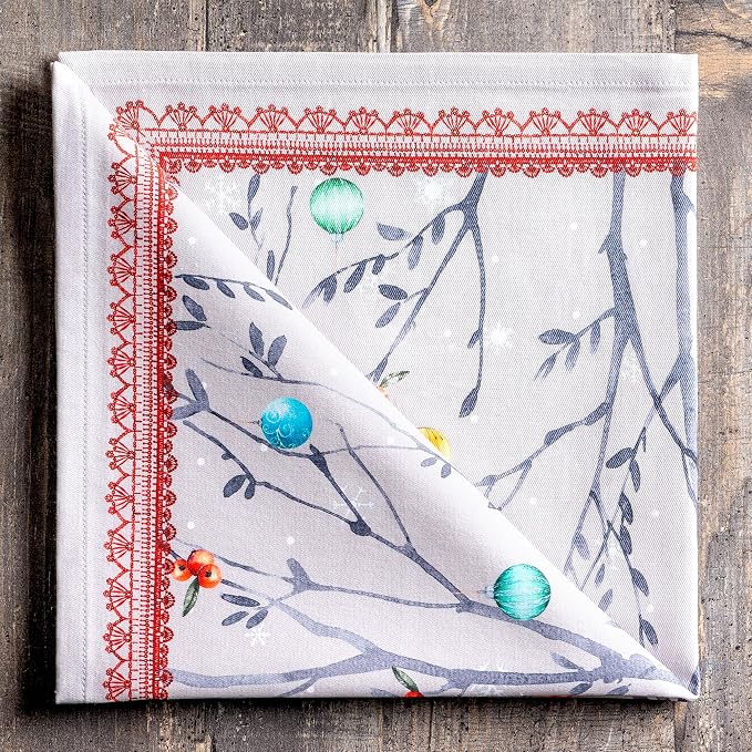 Maison d' Hermine Cloth Napkins Set of 4 Reusable 100% Cotton (20" x 20") | Everyday Square Napkins Cloth Washable Dinner Wedding Restaurant Hotel Kitchen Thanksgiving Christmas - Fairy Christmas - Image 9