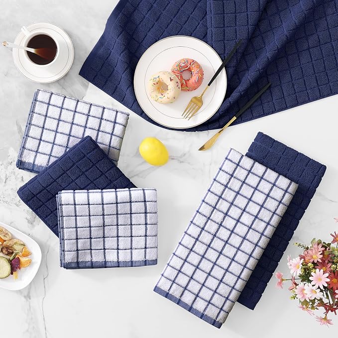 Homaxy Large Premium Cotton Kitchen Towels 16"x 28", 8 Pack, Dusty Blue | Natural Ring Spun 390 GSM Dish Towels, Super Absorbent Terry Kitchen Hand Towels, Soft Tea Towels with Hanging Loop - Image 9