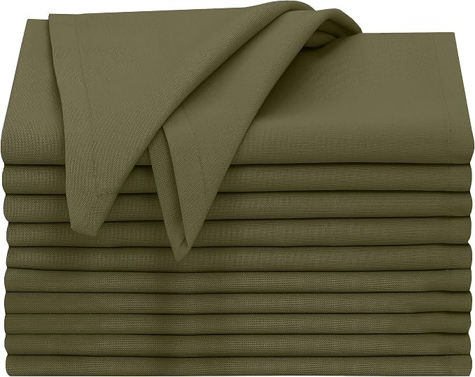 Ruvanti Cloth Napkins Set of 12, 18x18 Inches, 100% Cotton, Washable, Soft & Absorbent, Perfect for Wedding, Christmas, Thanksgiving Dinners - Capulet Olive - Image 9