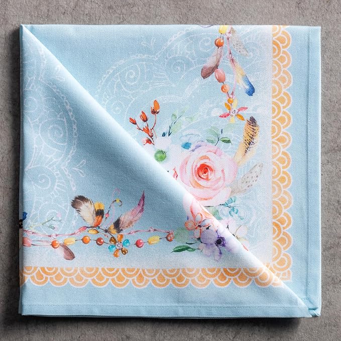 Maison d' Hermine Cloth Napkins Set of 4 Reusable 100% Cotton (20" x 20") | Everyday Square Napkins Cloth Washable Dinner Party Wedding Restaurant Hotel Kitchen Spring Summer - Ibiza - Blue - Image 9
