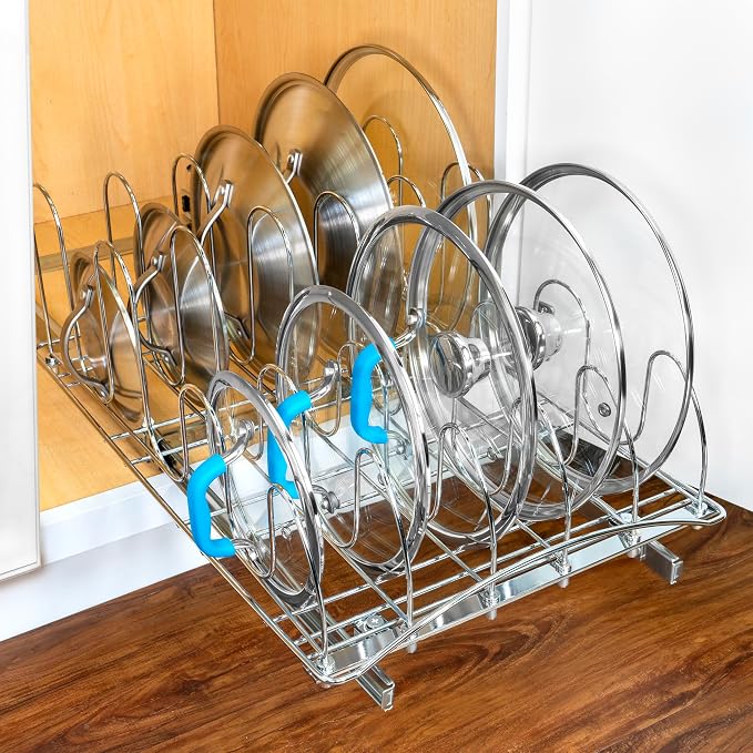 LYNK PROFESSIONAL® Pull Out Pot and Pan Lid Organizer Inside Cabinet - Lifetime Ltd. Warranty – Cookie Sheet Organizer for Cabinet – Slide Out Baking Sheet Organizer - 14W x 21D, Extra-Large, Chrome - Image 7