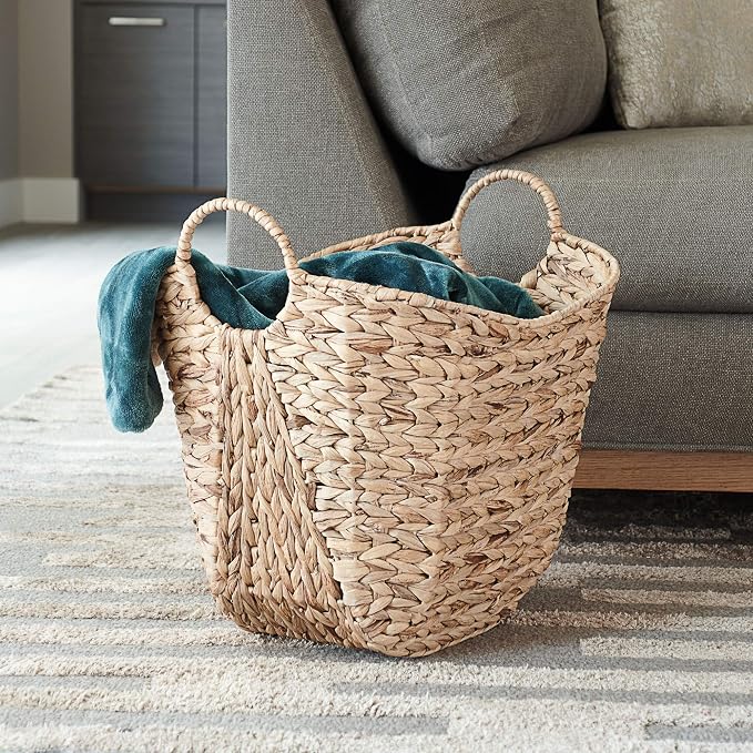 Household Essentials ML-4002 Tall Water Hyacinth Wicker Basket with Handles | Natural, Brown, Natural - Image 11