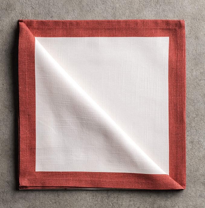 Maison d' Hermine Cloth Napkins Set of 4 Reusable 100% Cotton (20" x 20") | Everyday Square Napkins Cloth Washable Dinner Wedding Restaurant Hotel Kitchen Thanksgiving Christmas - Holy Jouy - Red - Image 9