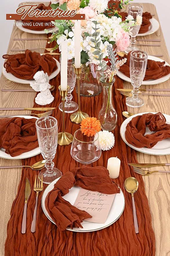 84 Pack Terracotta Cheese Cloth Napkins Gauze Napkin Cloth Bulk Set of 84 Washable Boho Dinner Table Napkins for Wedding Party Baby Shower Birthday Party Decorations,20 x 20 Inch - Image 7