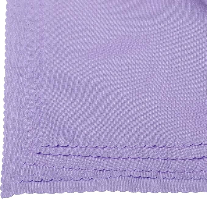 Pack of 12 Polyester Napkins 17 x 17 Inch Square with Scalloped Edge, Plain Washable Reusable Dining Table Cloth Napkin for Wedding Party Banquet Home Restaurant Bistro Decoration - Lavender - Image 5