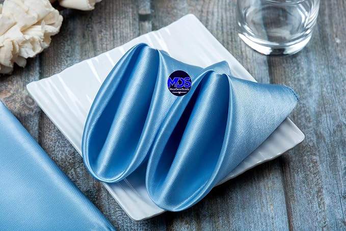 MDS® Pack of 150 Satin Napkins 12 x 12 Inch, Soft Silky Reusable Cloth Dinner Table Napkins for Wedding Décor, Reception, Birthday, Parties, Banquets, Catering, Restaurants & Hotel - Baby Blue - Image 7