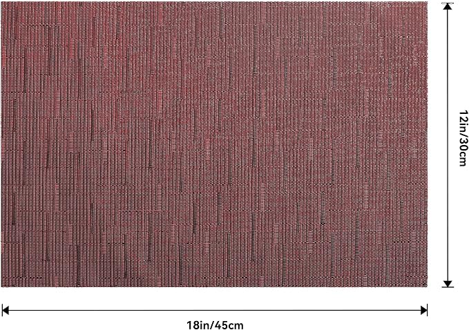 Leetaltree Burgundy Placemats Set of 8 - Heat Resistant Non-Slip Place mats for Dining Table, Washable Durable PVC Vinyl Woven Table Mats(Burgundy, 8) - Image 9