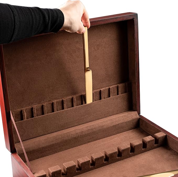 Royalty Art Cutlery Storage Box, Wooden Flatware Caddy, 15x11x3 In | Stores forks, knives, spoons, decorative kitchen and dining organizer, flatware not included - Image 5
