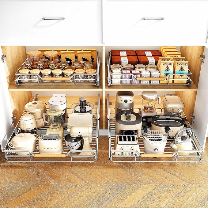 Pull out Cabinet Organizer, 21"W X 21"D, Heavy Duty Smooth Sliding Under Cabinet Shelves for Pots and Pans, Full-Extension Roll out Drawers, Slide out Organization for Home Kitchen Pantry - Image 8
