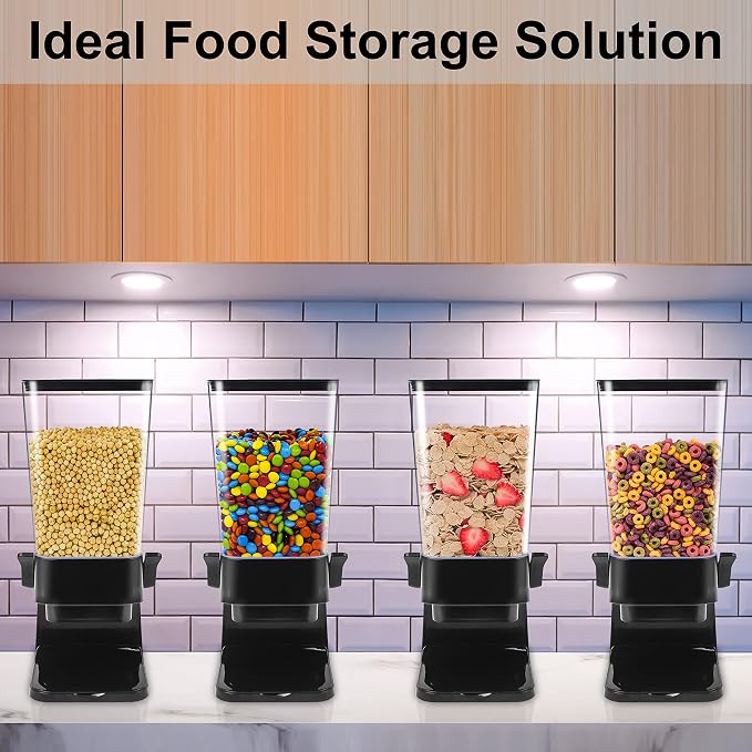Cereal Dispenser Countertop with lids, Organization and Storage Containers for Kitchen and pantry, 5L Rice Dispenser for Cereal, Beans, Grains, Nuts, Snack,Oatmeal, Dog Food, Bird Seed, Black, 2Pc - Image 8