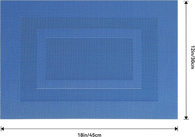 Leetaltree Blue Frame Placemats Set of 8 - Heat Resistant Non-Slip Place mats for Dining Table, Washable Durable PVC Vinyl Woven Table Mats(Blue Frame, 8) - Image 9