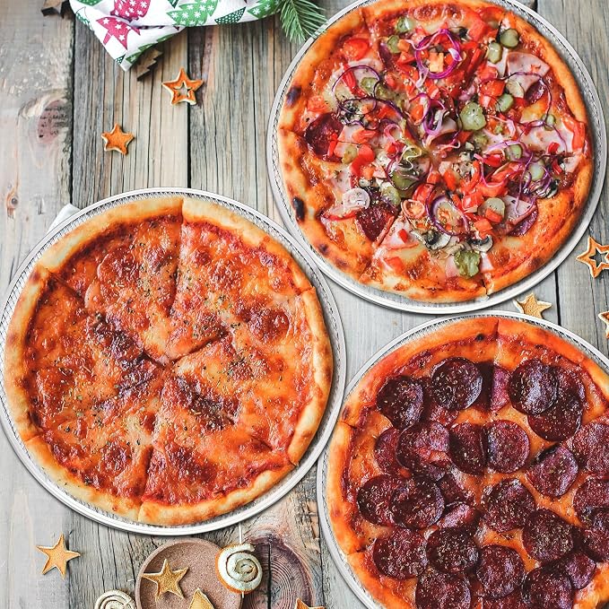 Nuogo 5 Pcs 14 Inch Pizza Pan with Holes Aluminum Mesh pizza Screen Seamless Round Tray for Oven Nonstick Baking Sheet for Kitchen Bakery Restaurant BBQ Party Cookware Supplies - Image 7