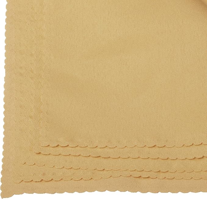 Pack of 50 Polyester Napkins 17 x 17 Inch Square with Scalloped Edge, Plain Washable Reusable Dining Table Cloth Napkin for Wedding Party Banquet Home Restaurant Bistro Decoration - Champagne - Image 5