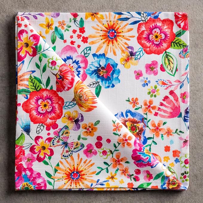 Maison d' Hermine Cloth Napkins Set of 4 Reusable 100% Cotton (20" x 20") | Everyday Square Napkins Cloth Washable Dinner Party Wedding Hotel Kitchen Spring Summer - Happy Florals - High Summer - Image 9