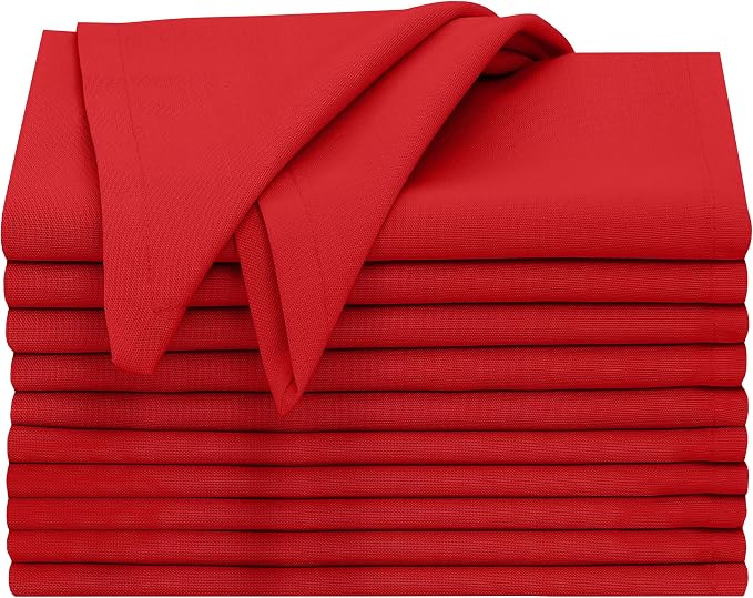 Ruvanti Cloth Napkins Set of 12, 18x18 Inches, 100% Cotton, Washable, Soft & Absorbent, Perfect for Wedding, Christmas, Thanksgiving Dinners - Flame Scarlet - Image 9