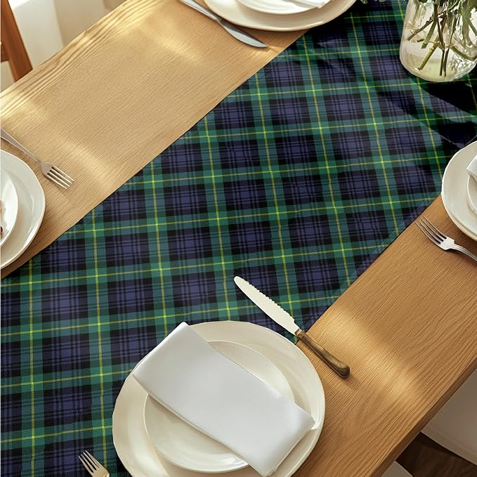 Fabric Textile Products | Blue & Green Tartan Tablerunner | Plaid Table Decor | 12" x 72" | Machine Washable and Stain-Resistant for Easy Care | Made in The USA - Image 6