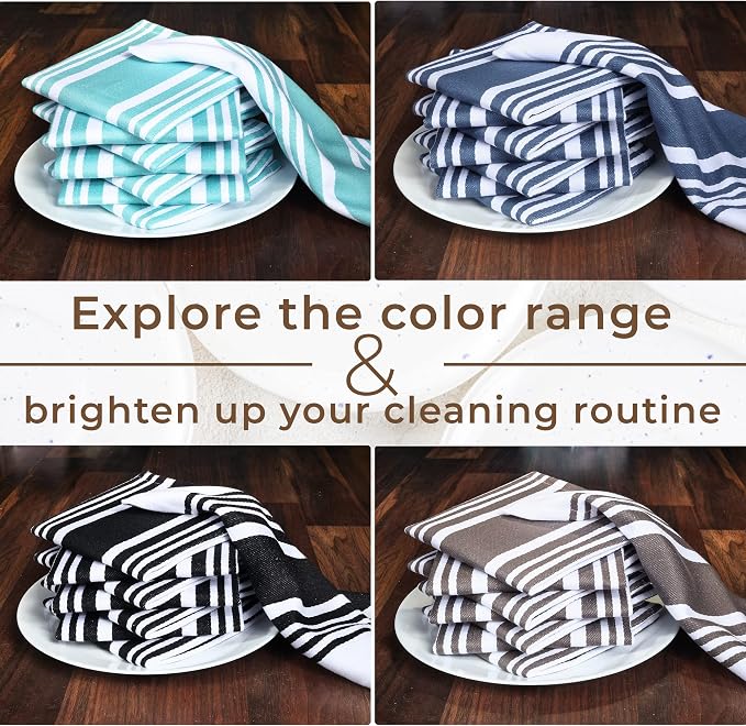 Urban Villa Kitchen Towels Cotton Dish Towels 12”x12” (Set of 8) Grey White - Image 7