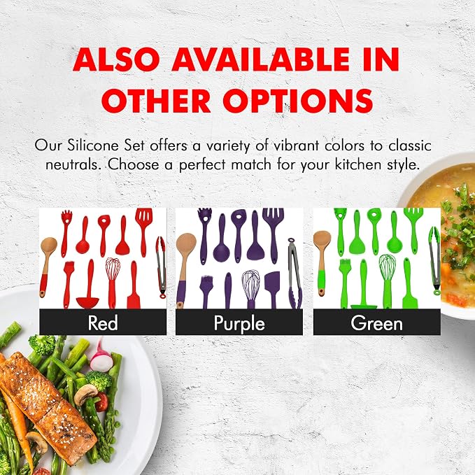 Chef Craft Premium Silicone Kitchen Tool and Utensil Set, 11 Piece Set, Red - Image 7