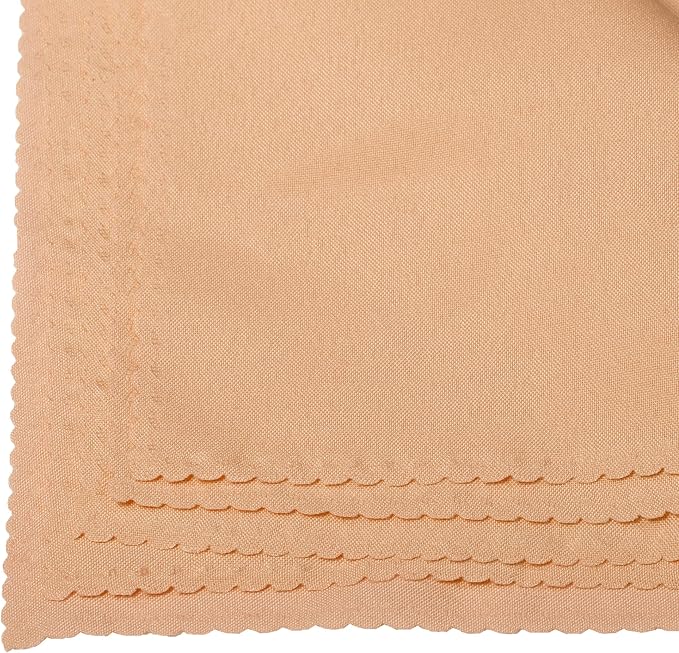 Pack of 100 Polyester Napkins 17 x 17 Inch Square with Scalloped Edge, Plain Washable Reusable Dining Table Cloth Napkin for Wedding Party Banquet Home Restaurant Bistro Decoration - Peach - Image 5