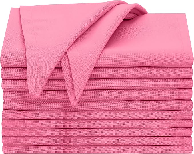Ruvanti Cloth Napkins Set of 12, 18x18 Inches, 100% Cotton, Washable, Soft & Absorbent, Perfect for Wedding, Christmas, Thanksgiving Dinners - Pink - Image 9