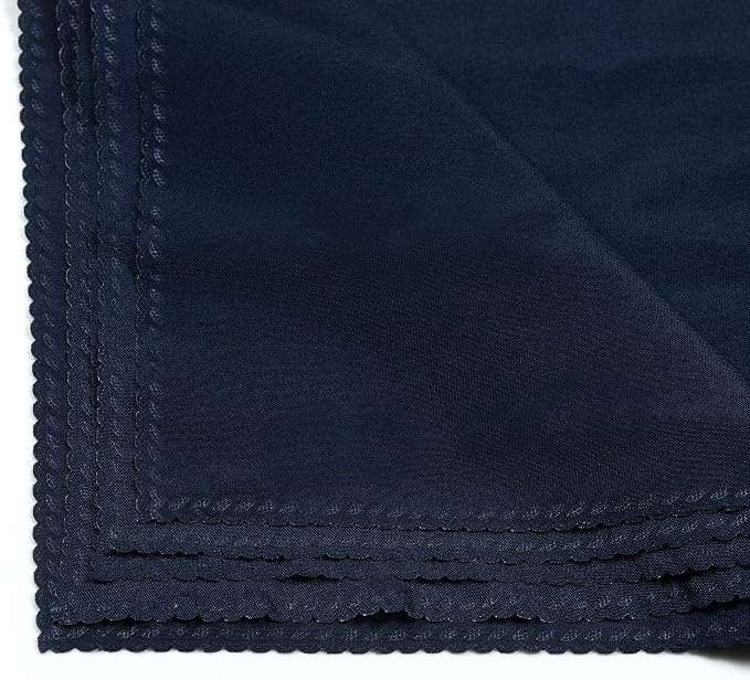 Pack of 12 Polyester Napkins 17 x 17 Inch Square with Scalloped Edge, Plain Washable Reusable Dining Table Cloth Napkin for Wedding Party Banquet Home Restaurant Bistro Decoration - Navy Blue - Image 5