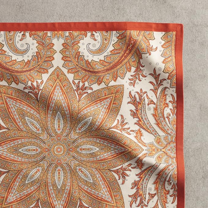 Maison d' Hermine Kashmir Paisley Bundle Set 100% Cotton Tablecloth (69 Inch Diameter) and Set of 4 Napkins (20 Inch by 20 Inch) - Image 9