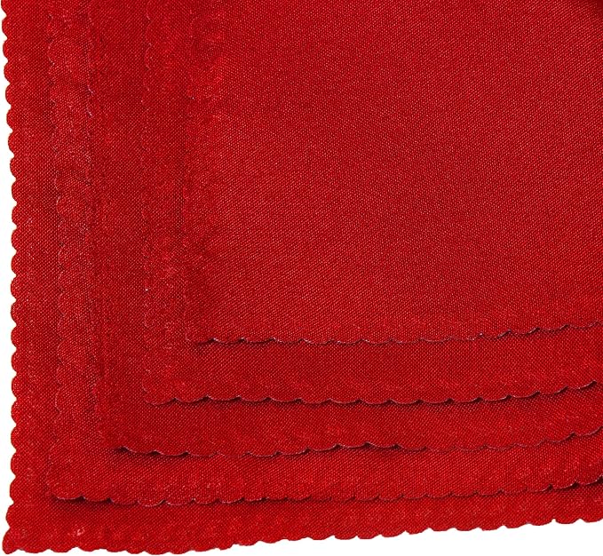 Pack of 100 Polyester Napkins 17 x 17 Inch Square with Scalloped Edge, Plain Washable Reusable Dining Table Cloth Napkin for Wedding Party Banquet Home Restaurant Bistro Decoration - Red - Image 5