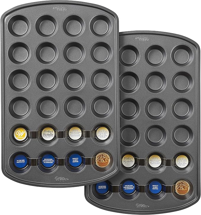 Wilton Perfect Results Premium Set of 2 Non-Stick Mini Muffin Pans, 24-Cup Cupcake Pans, Steel - Image 5