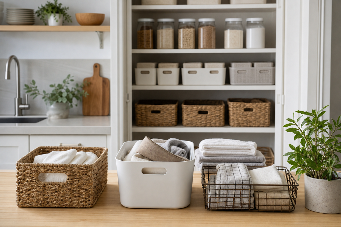 Unbranded repeatable routine scene featuring household storage routines