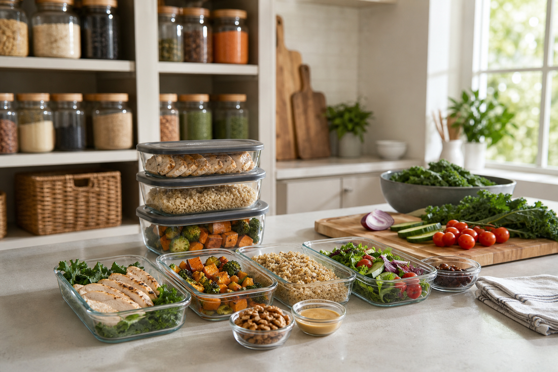 Unbranded organized spatial layout featuring practical meal-preparation efficiency