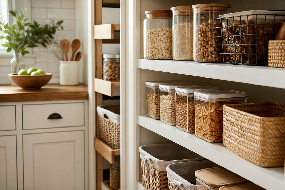 Unbranded close editorial detail featuring household storage routines