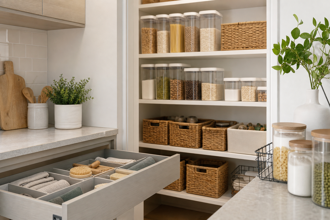 Unbranded orderly inspection setup featuring household storage routines