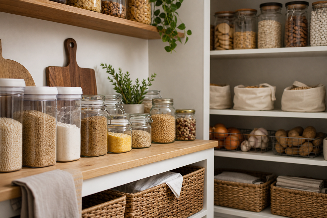 Unbranded close editorial detail featuring practical dry-goods storage