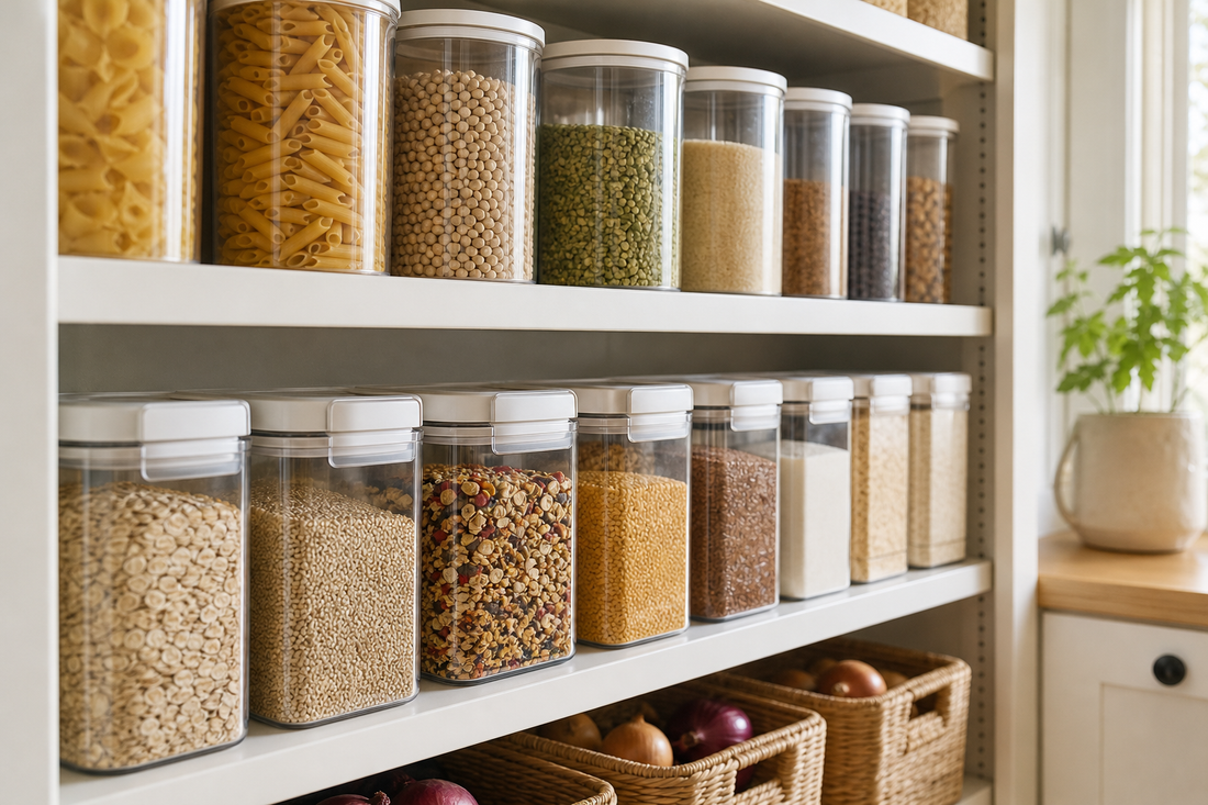 Unbranded close editorial detail featuring practical dry-goods storage