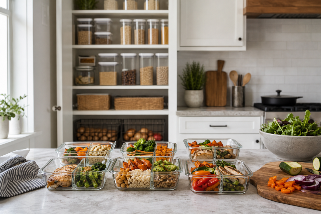 Unbranded practical sequence scene featuring practical meal-preparation efficiency