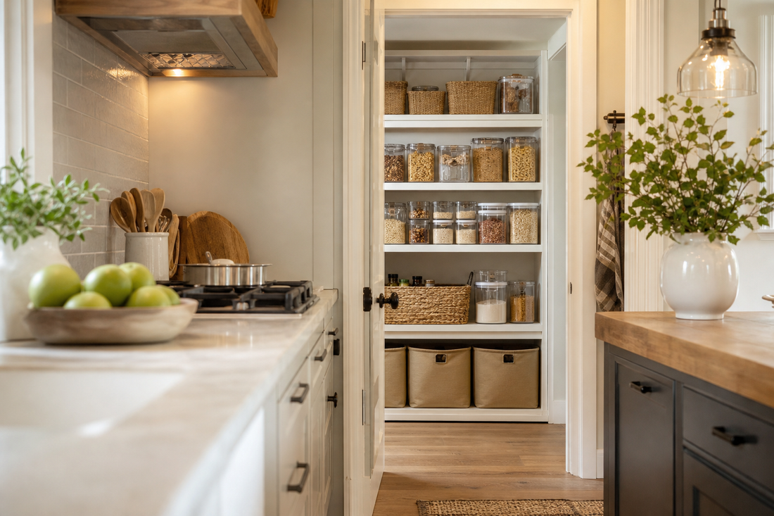 Unbranded organized spatial layout featuring household storage routines