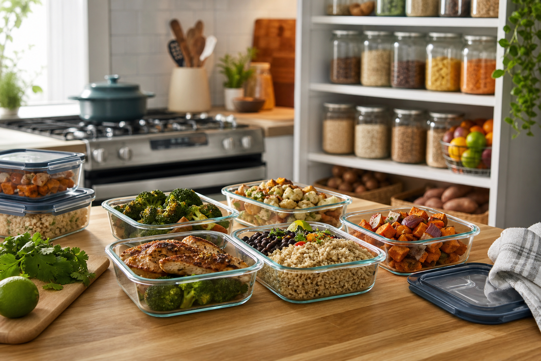 Unbranded organized spatial layout featuring practical meal-preparation efficiency