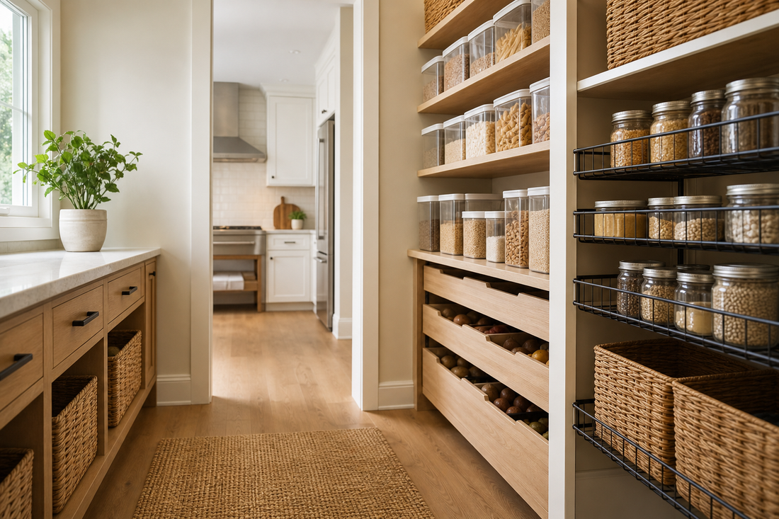 Unbranded organized spatial layout featuring practical storage systems