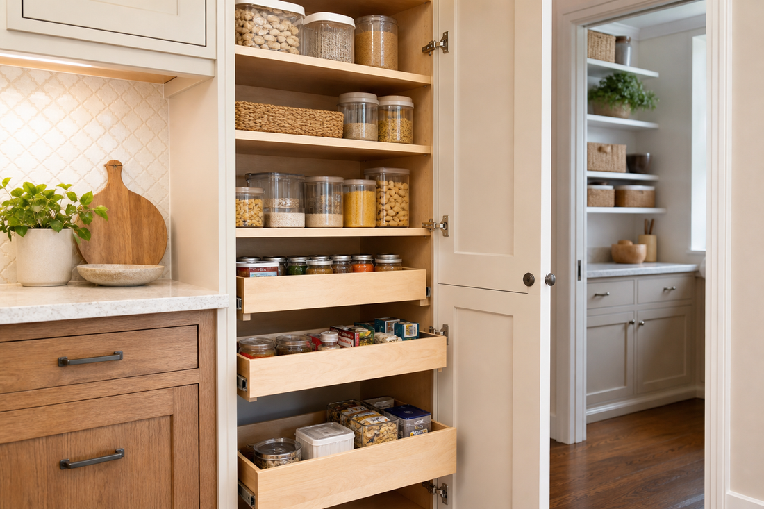 Unbranded practical sequence scene featuring practical cabinet organization