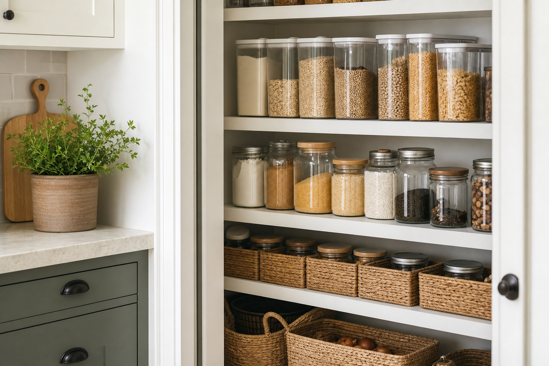 Unbranded organized spatial layout featuring practical dry-goods storage