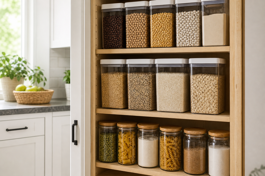 Unbranded close editorial detail featuring practical dry-goods storage