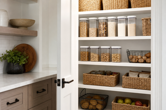 Unbranded practical sequence scene featuring practical pantry organization